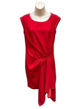 RACHEL Rachel Roy Red Sleeveless Knot-Drape Mini Dress
